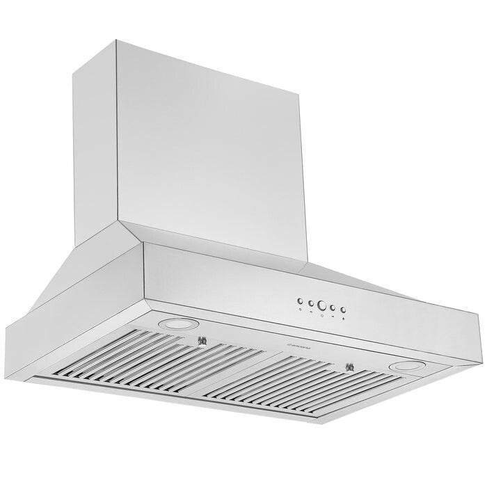 Built-In Kitchen Range Hood with 5 Levels Wind-force 1.5W LED Lamps, Remote Control Available - White
